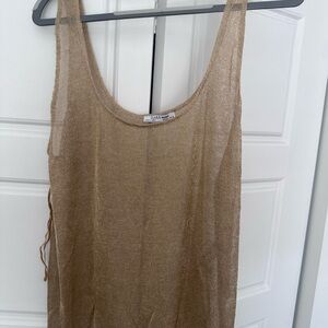 Zara Metallic Gold Mesh Top